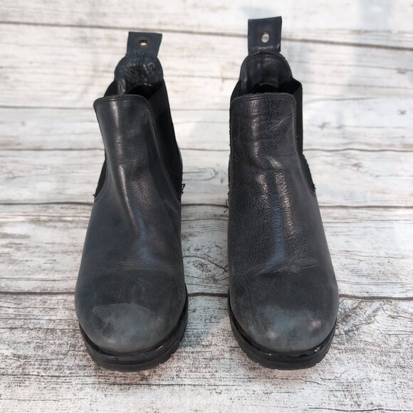 Lavorazione Artigiana Black Leather Ankle Boots Lug Sole Handmade – US Women’s 9 - Picture 1 of 10